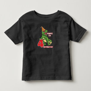 Camiseta Crianças de 4 anos dinossauros de aniversário 4 