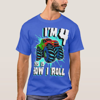 Camiseta Crianças de 4 anos Festa de aniversário de caminhõ