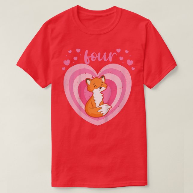 Camiseta Crianças De 4 Anos, Fofo Fo, Garota De Aniversário (Frente do Design)