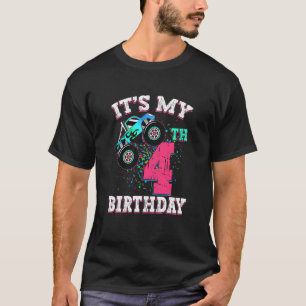 Camiseta Crianças de 4 anos Garota 4 anos Monstro do Aniver