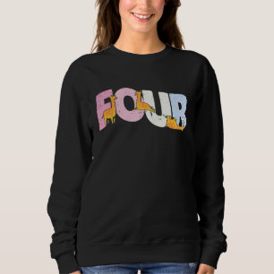 Camiseta Crianças de 4 anos Garota Cuja Girafa de Aniversár