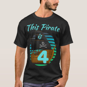 Camiseta Crianças de 4 anos, garoto pirata de aniversário, 