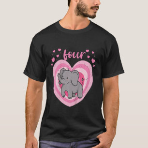 Camiseta Crianças de 4 anos Menina de Aniversário de Elefan