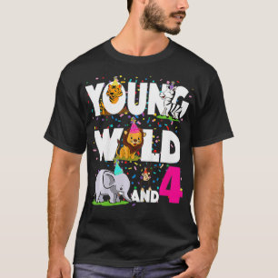 Camiseta Crianças de 4 anos Menina de aniversário Safari Zo