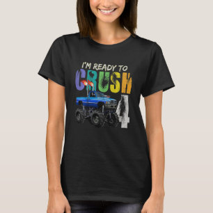 Camiseta Crianças de 4 anos Menino 4, Monstro de Aniversári