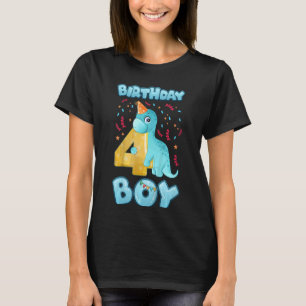 Camiseta Crianças de 4 anos Menino de aniversário com dinos