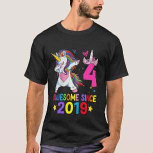 Camiseta Crianças de 4 anos Presentes Unicórnio Dabbing 4th