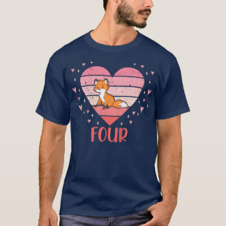 Camiseta Crianças de 4 anos Raposa Cura de Aniversário 4 B