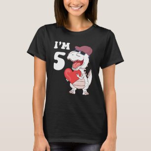 Camiseta Crianças de 5 anos 5 de aniversário Dinossauro de 