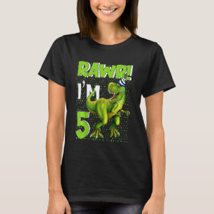 Camiseta Crianças de 5 anos 5 de aniversário Garoto Rex Din