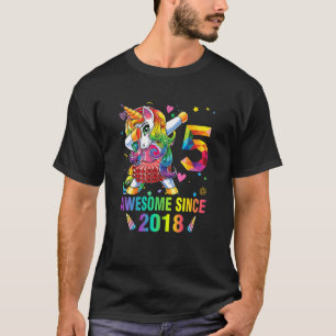 Camiseta Crianças de 5 anos 5 de aniversário Unicórnio Dabb