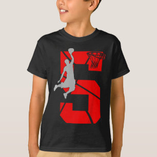 Camiseta Crianças de 5 anos 5 de basquete de basqueteTema
