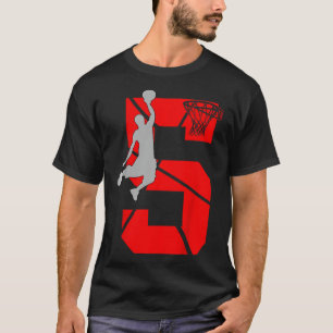 Camiseta Crianças de 5 anos 5 de basquete de basqueteTema