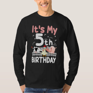 Camiseta Crianças de 5 anos... animais de fazenda de moças.