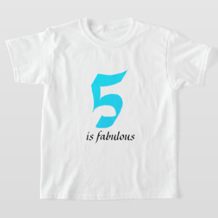 Camiseta Crianças De 5 Anos De Idade, 5 Teais De Azul, Per