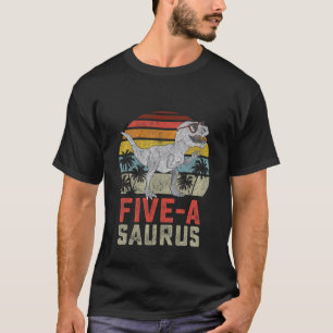 Camiseta Crianças de 5 anos Dinossauro 5 de aniversário T R
