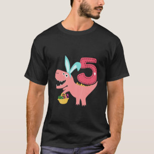 Camiseta Crianças de 5 anos Dinossauro 5 T Rex Happy