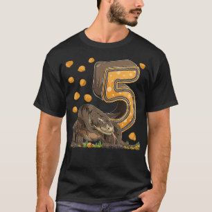 Camiseta Crianças de 5 anos Dragão de Komodo Reptile 5 Aniv