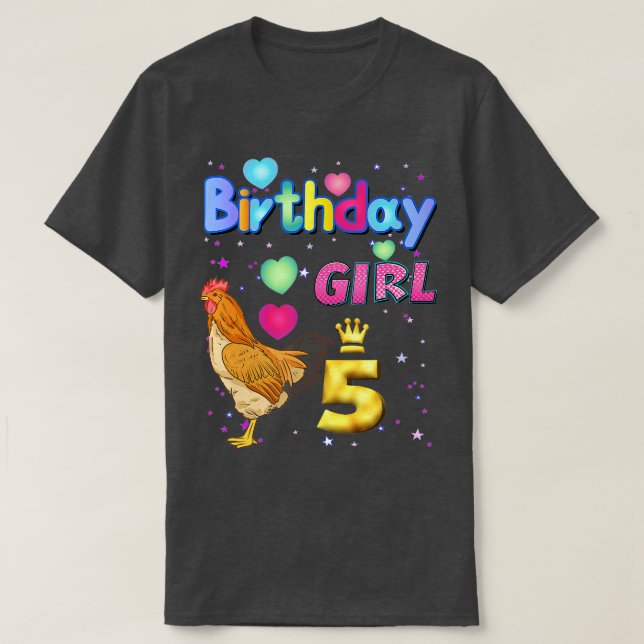Camiseta Crianças de 5 anos Galinha é minha 5 de aniversári (Frente do Design)