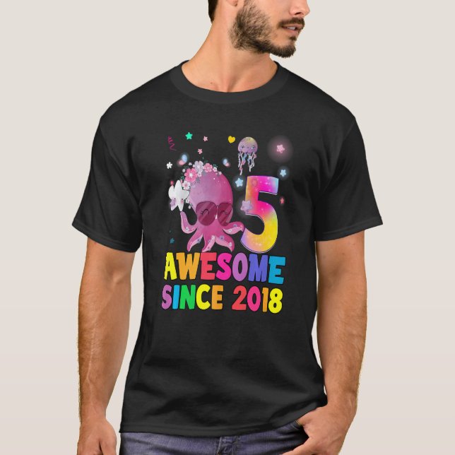 Camiseta Crianças de 5 anos Garota 5 de aniversário (Frente)