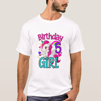 Camiseta Crianças De 5 Anos Garota De Aniversário Oferece 5