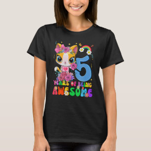 Camiseta Crianças De 5 Anos Idosos 5H Aniversário Gato Fant