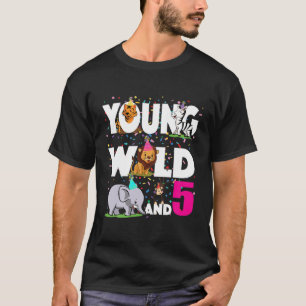 Camiseta Crianças de 5 anos Menina de aniversário Safari Zo