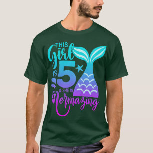 Camiseta Crianças de 5 anos Menina Sereia 5 5º aniversário 