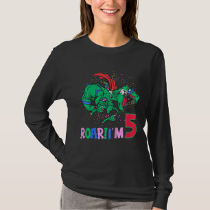 Camiseta Crianças de 5 anos Meninas 5 de Aniversário Dinoss