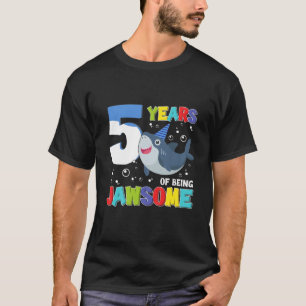 Camiseta Crianças De 5 Anos Sendo 5 Bi De Tubarão Espetacul