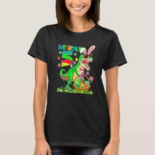 Camiseta Crianças de 5 anos T Rex Dinossaur Coelhinho da Pá