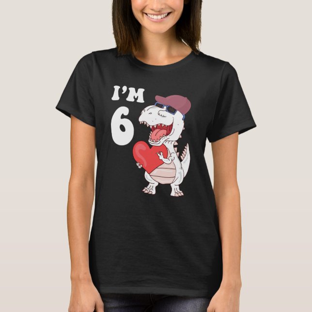 Camiseta Crianças de 6 anos 6 de aniversário Dinossauro de  (Frente)