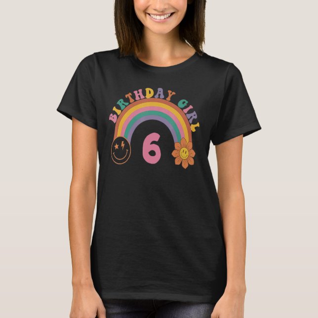 Camiseta Crianças de 6 anos 6 de aniversário Rapariga Arco- (Frente)