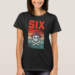 Camiseta Crianças de 6 anos 6 Pirata de Aniversário de Nata