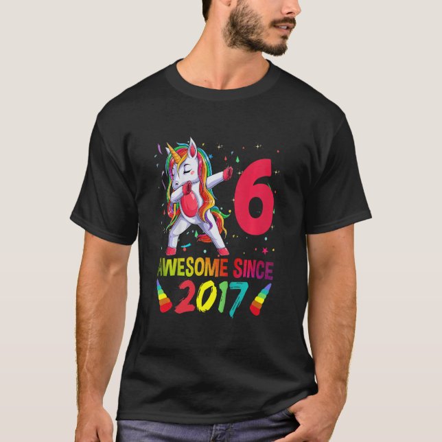 Camiseta Crianças de 6 anos adolescentes abbing 6 Unicorn (Frente)