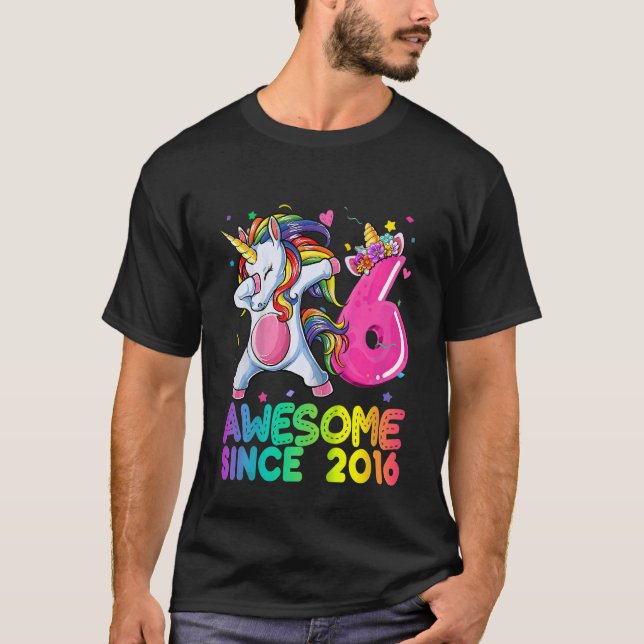 Camiseta Crianças de 6 anos adolescentes bebendo Unicorn 6  (Frente)