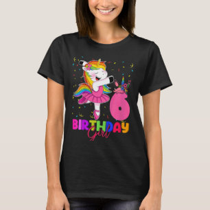 Camiseta Crianças de 6 anos Ballerina Unicorn 6 Birthday Un