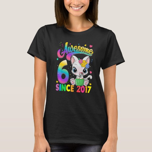 Camiseta Crianças De 6 Anos De Idade Gato Incrível Desde 20 (Frente)