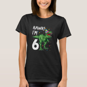 Camiseta Crianças de 6 anos Dinossaur Rex 6 Aniversário Din