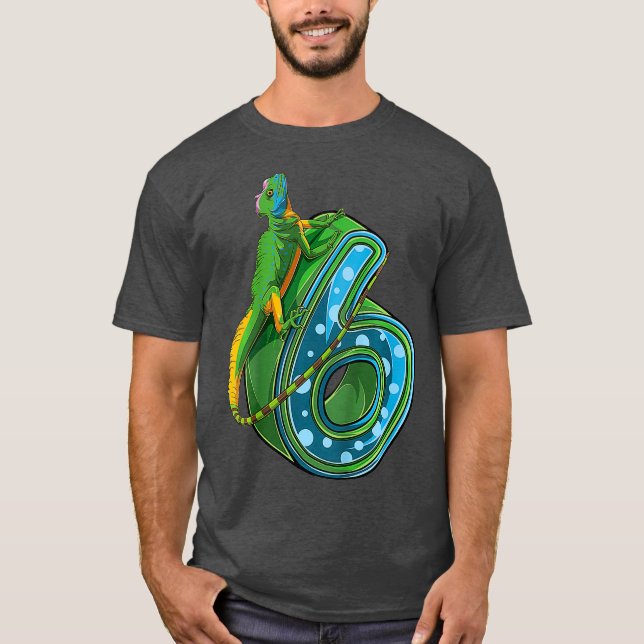 Camiseta Crianças de 6 anos Lizard Reptile 6 aniversário Bd (Frente)