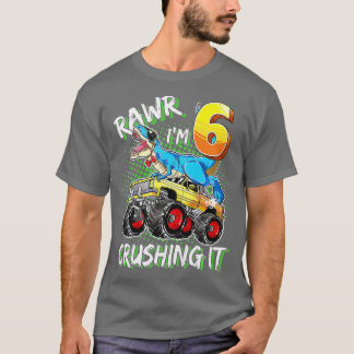 Camiseta Crianças de 6 anos Menina de aniversário T rex 6 B