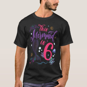 Camiseta Crianças de 6 anos Sereia Rainha 6 de Aniversário