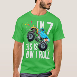 Camiseta Crianças de 7 anos 7 de Aniversário Garoto Monstro