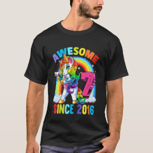 Camiseta Crianças de 7 anos adolescentes bebendo Unicorn 7 