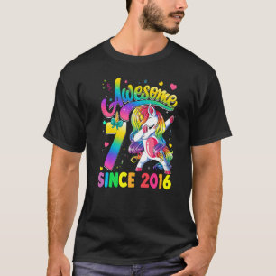 Camiseta Crianças De 7 Anos Desde 2016 Dabbing Unicorn 7 Bi