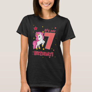 Camiseta Crianças de 7 anos Garota de aniversário Unicórnio