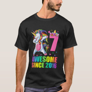 Camiseta Crianças De 7 Anos Meninas A Dabbing Unicorn Sinc