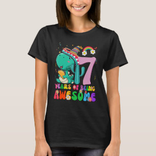 Camiseta Crianças De 7 Anos Meninas Meninas Fofo Dinossauro