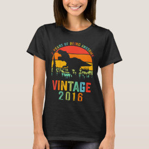Camiseta Crianças de 7 anos Menino 7 de aniversário Dinossa