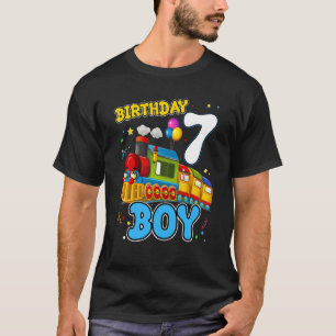 Camiseta Crianças de 7 anos Presentes 7 de Aniversário Trei